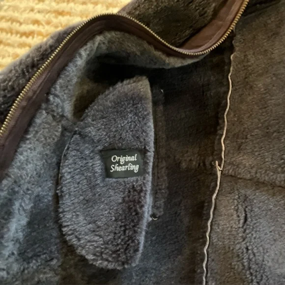 Bod & Christensen ShearlingSheepskin Leather Brown Jacket Men'sLarge Rancher